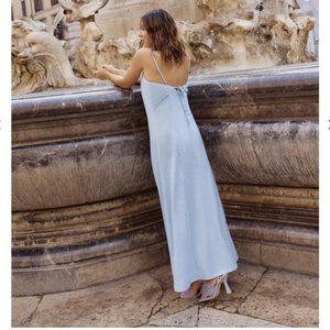 Gorgeous Baby Blue Satin Strap Maxi Dress Size L